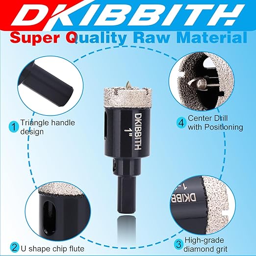 1" Diamond Hole-Saw Bits with Pilot Drill Bit - 2pc 1 in Diamond Tipped Tile Hole Saws with Guiding Bit for Accurate Drilling, for Porcelain Tile Ceramic Pottery Granite Stone Glass Bottles 25mm