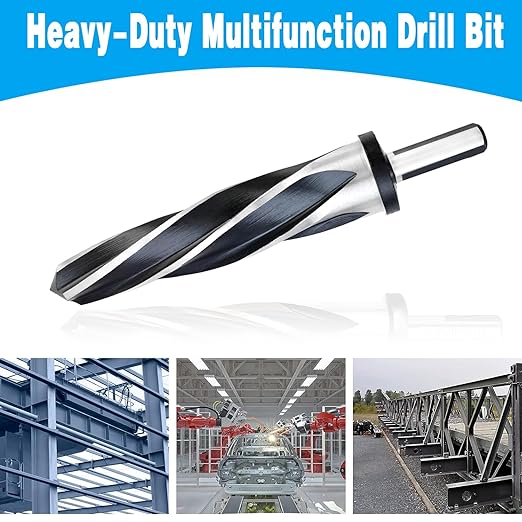 DKIBBITH 1-3/8" Bridge Construction Reamer Drill Bit, M2 HSS Taper Chucking Reamer for Steel Alloy Metal Wood Plastic, 1/2" Non-Slip Shank, 5-Spiral Flutes Car Reamer, to Align or Enlarge Holes, 35mm