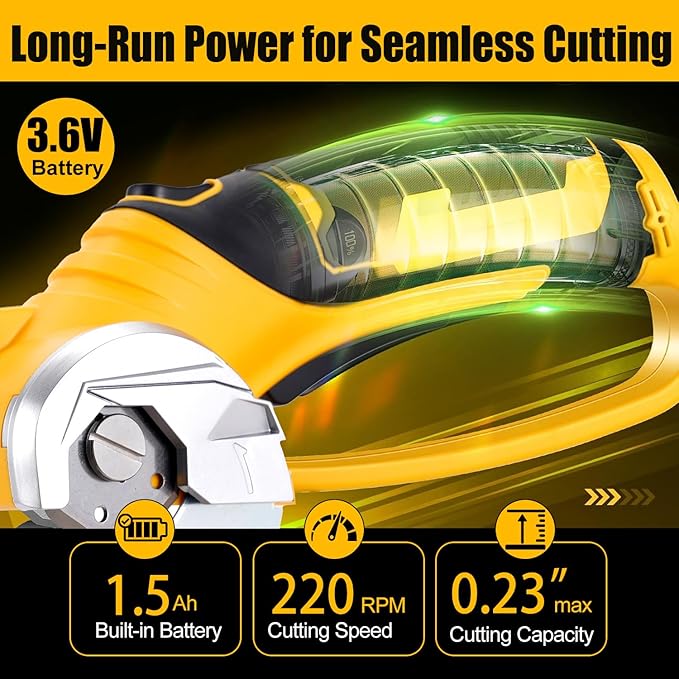 Cordless Electric Scissors,3.6V Cardboard Cutter,Electric Box Cutter with 1 Blade,USB Charging Cable,Safety Lock - Suitable for Fabric,Leather,Plastic,Crafts,Scissors for Cardboard