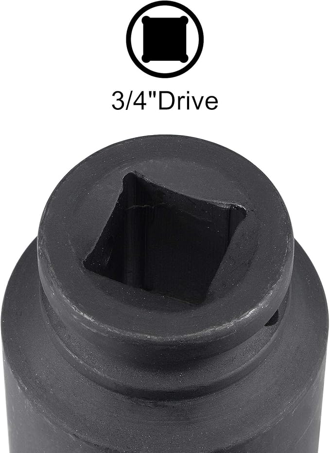 uxcell 3/4-Inch Drive 36mm 12-Point Deep Impact Socket, CR-MO Steel 78mm Length, Metric Sizes