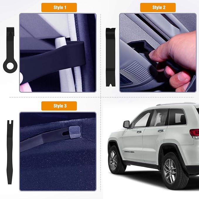 GOOACC 5PCS Auto Trim Removal Tool Kit No-ScratchTool Kit for Car Audio Dash Window Molding Fastener Remover Tool Kit-Black