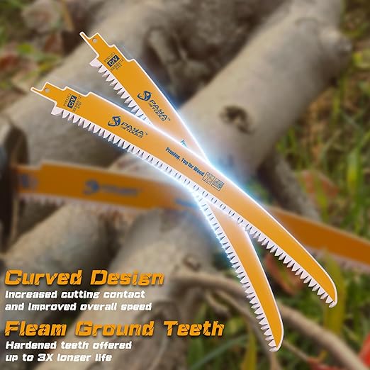 12 Inch 6TPI Japanese Teeth Reciprocating Saw Blade, Curved Edge Wood Pruning Saw Blades for Tree Trimming, Wood Cutting (3-Pack)
