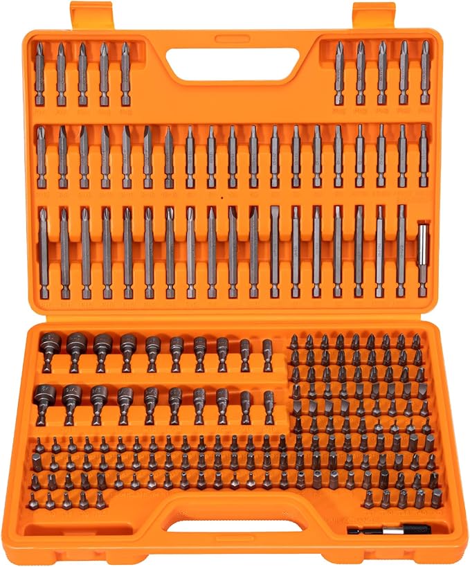 208-Piece Professional Screwdriver Bit Set, 1/4" Hex Shank Chrome Vanadium Steel Driver Bit Set, Includes Security Bits, Nut Driver and Bit Holder
