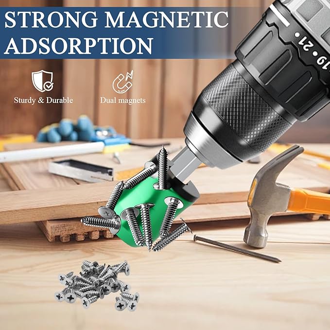 6pcs Magnetic Screw Holder, Screwdriver Head Magnetic Ring Magnetic Screw Ring with 3 Pieces Ph2 Screwdriver Bit Set, Bit Magnetizer for 1/4 Inch/ 6.35 MM Hex Screwdriver & Power Bits