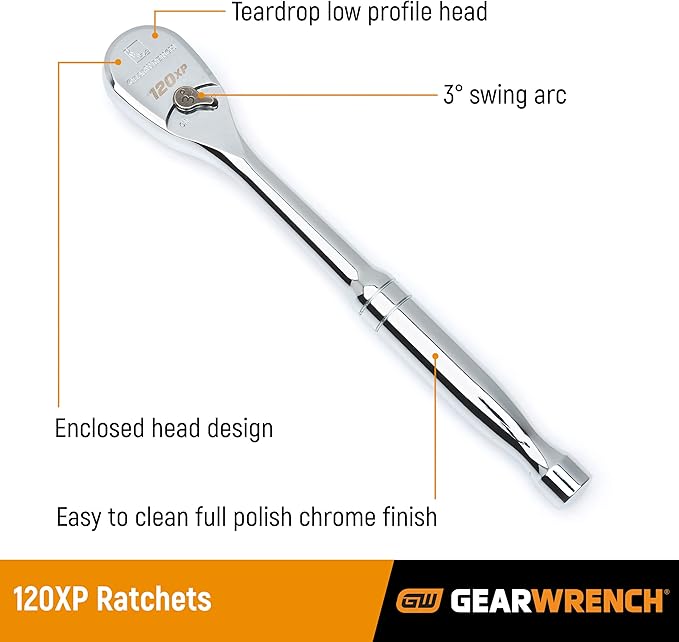 GEARWRENCH56 Pc. 3/8" Drive 6 Pt. 120XP Mechanics Tool Set, Standard & Deep, SAE/Metric - 80550P