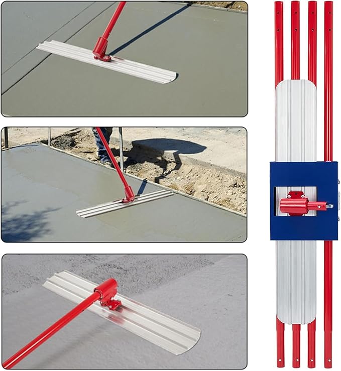 48"x8" Bull Float Kit, Aluminum Magnesium Alloy Concrete Float with Adjustable Bracket, 4 Handles & Carrying Case, Round End Finishing Tool Cement Tool