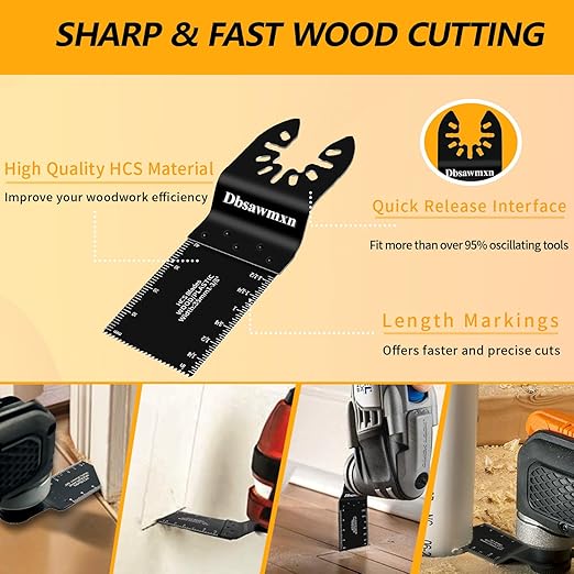 35PCS Multitool Blades Metal Cuts, Quick Release Oscillating Tool Blades for Metal Wood Nails Drywall Cutting, DIY and Pro Saw Blades Set Compatible with Dewalt Milwaukee Ryobi Dremel