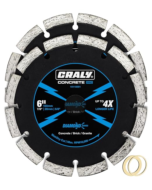 CRALY 6 Inch Super Thin Segmented Diamond Blade, 7/8 in Arbor, 6'' Diamond Stone Blade for Angle Grinder & Masonry Saw, Diamond Cutting Wheel for Cutting Concrete, Brick, Granite, Block, 2PC
