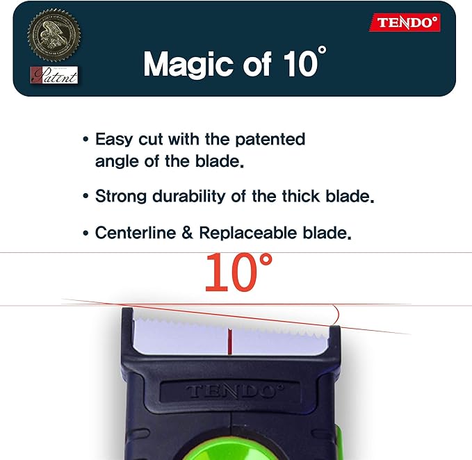 Heavy Duty Shipping Tape Dispenser: TENDO째 Essential Line ??Reusable, Replaceable, Eco-Friendly 2?쇺?Master Piece Dispenser with Patented 10째 Sloped Chromium Blades - P-1200 (3th Gen.)_Green