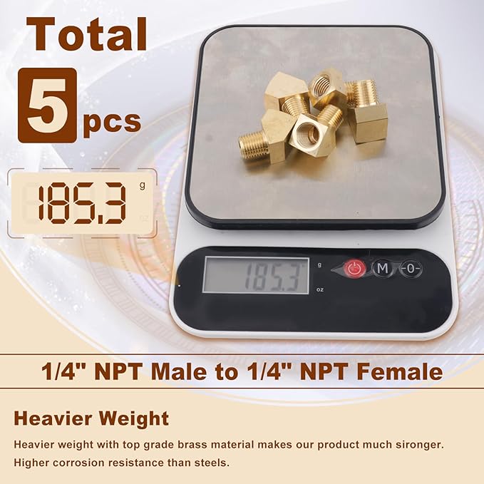 5pcs 1/4??Brass Fittings 45 Degree Barstock Street Elbow 1/4" NPT Male Pipe to 1/4" NPT Female Pipe 1/4 NPT Elbow Forged Brass Pipe Fittings