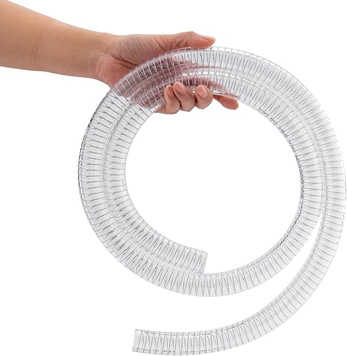 1-1/4"id-5ft PVC Reinforced Tubing Steel Wire Suction Flexible Hose Vinyl Tubing Heavy Duty PVC Vacuum Hose Drain Fuel Oil Gas Water for Marine Bilge Pump Pond Spa