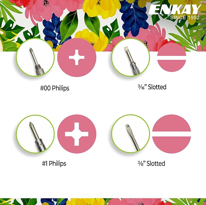 ENKAY - 6 in 1 Floral Hammer and Screwdriver, Multifunction Claw Hammer Tool with Flower Print (Pattern 1)