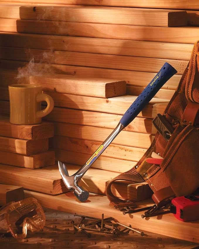 ESTWING Framing Hammer - 30 oz Long Handle Straight Rip Claw with Milled Face & Shock Reduction Grip - E3-30SM