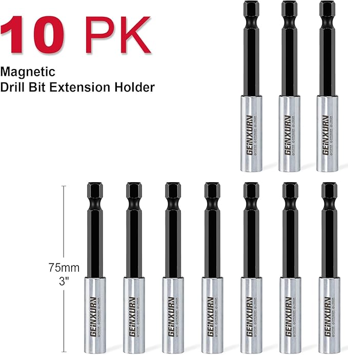 10Pc 3Inches Screwdriver Bit Holders, Cr-V Extension Socket Drill Bit Magnetic Holder Hex Shank Quick-Change Drill Bit Guide