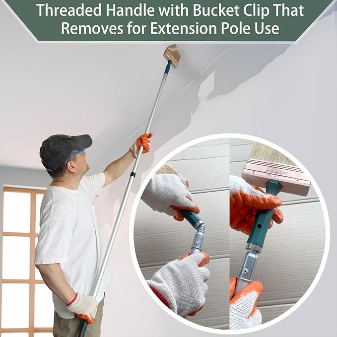 Deck Stain Brush Set, 3 Pack Large Paint Brushes (4", 5", 6") with Threaded Extension Hole, Deck Stain Applicator, Masonry Brush, Stain Brushes for Wood Deck, Fence, Walls and Furniture