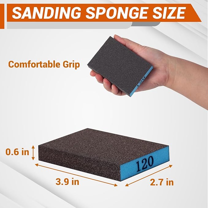 12 Pack Sanding Block, 60/80/120/220 Grit Sanding Sponge, Washable and Reusable Sandpaper Block, Sandpaper for Wood and Drywall, Sand Paper for Wood Furniture and Wall Repair