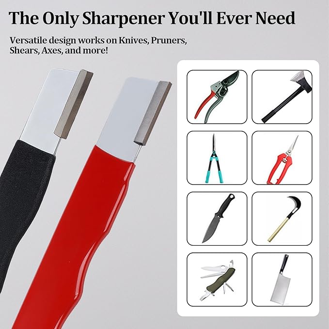 4 Pack Pocket Sized Garden Tool Blade Sharpener Sharpening Tool for Pruners, Shears, Knives, Axes Portable & Easy to Use for Gardening, Camping, Outdoors