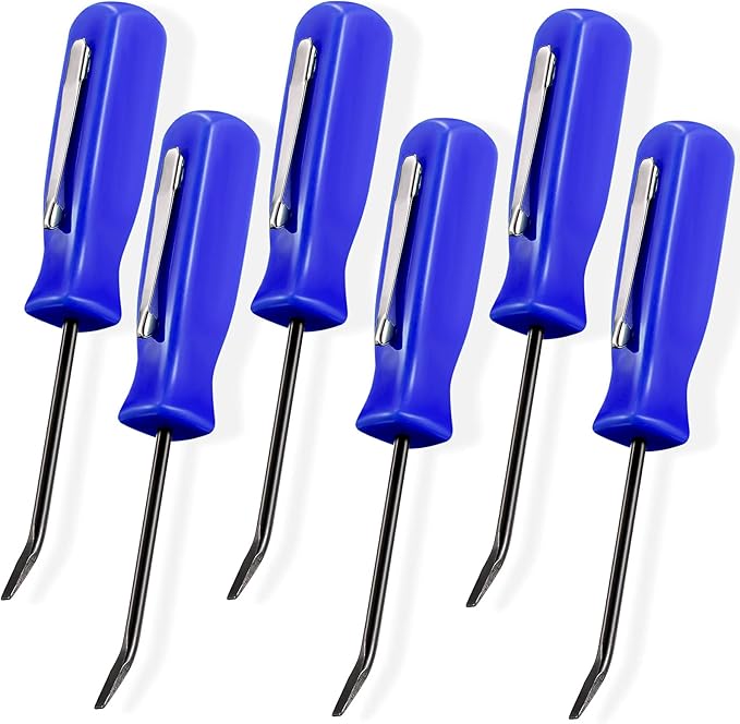 6 Pieces Mini Pocket Pry Bar Green Pocket Pry Bar with Clip Mini Pry Bar Set 4.5 Inch Length Mini Pry Bar Tool for Home Office Car Repair Gadgets Mechanics Electricians Technicians (Blue)