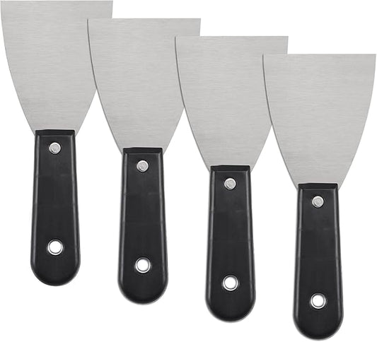uxcell Putty Scraper 3" Spatula Drywall Repair Spreader Stainless Steel Blade Black Handle 4Pcs