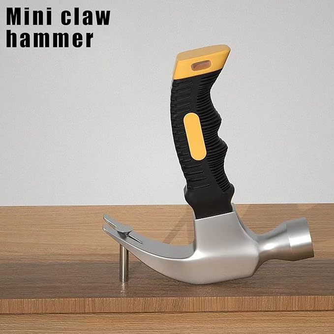 2 PacK Small Claw Hammer, Kid Hammer,Mini Steel Head Small hammer Wood Hammer Solid wood handle claw hammer for House & DIY (yellow&Green)