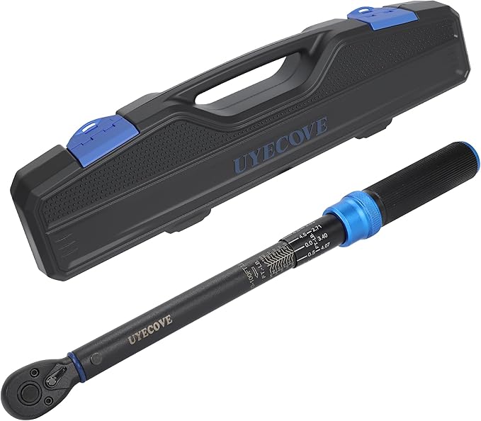 UYECOVE 3/8-Inch Drive Click Torque Wrench, Dual-Direction Click Professional Torque Wrench 10-100FT.LB/13.6-135.6N.M, Dual Range Scales Graduated in FT.LB and N.M, Blue