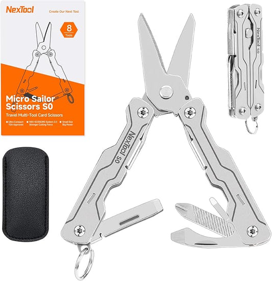 NexTool Micro Sailor Scissors S0, Mini Keychain Multitool with Serrated Scissors, 8-in-1 Lightweight EDC Tool for Travel, Outdoor, Everyday Carry, Cool Gadget for Men