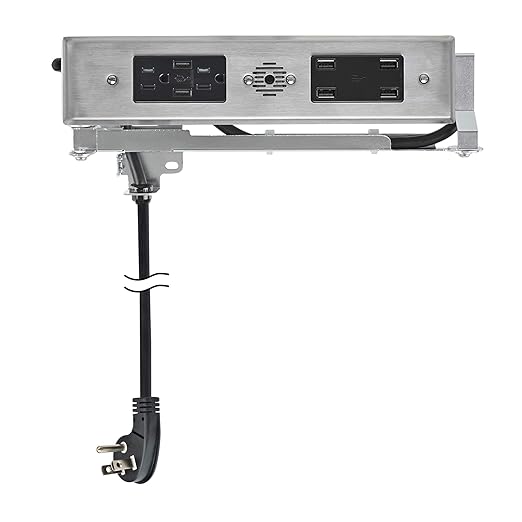 Docking Drawer Blade Duo in-Drawer Outlet, Integrated Safety Shutoff, (6) USB-A & (2) 15 amp AC, Stainless Steel