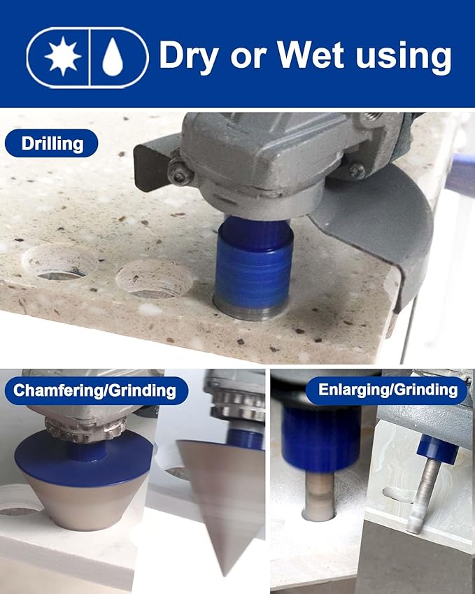 SHDIATOOL Diamond Drilling Core Bits Set Chamfer Bits for Porcelain Tile Marble Ceramic Granite Milling Kit 5/8"-11 10pieces