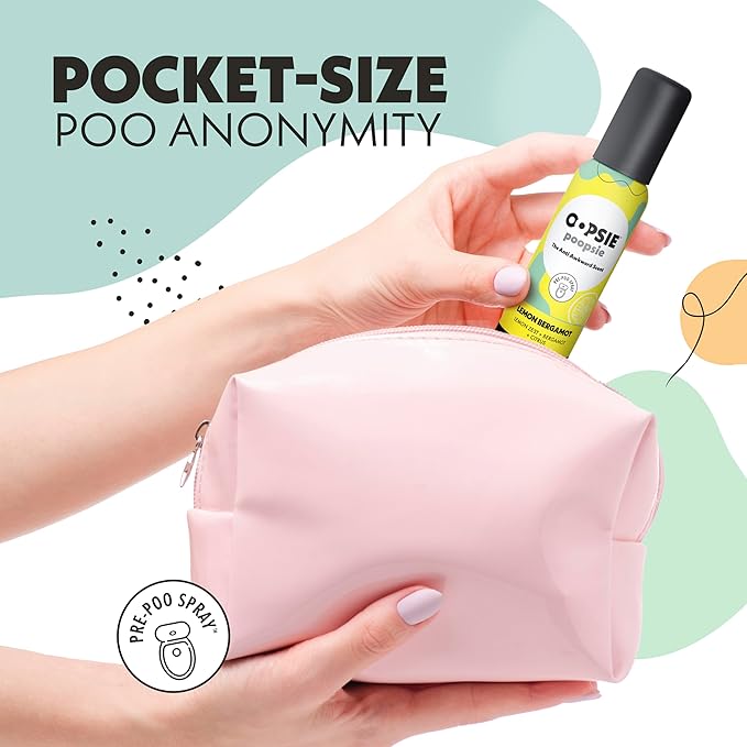 Oopsie Poopsie Pre GO toilet spray, discreet & portable original Pre-poo spray to use on the go. Assorted scents Lemon/Morning Shower Fresh Toilet Odor Eliminator 2oz bottle Gift Set 2 pack