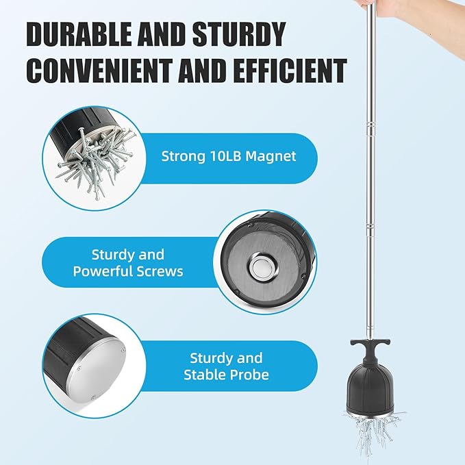 Magnetic Pickup Tool 竊?0LB Heavy Duty Magnet Stick with Handle, Extendable Magnet Wand for Nails, Screws & Metal Objects, Strong Magnetic Tool for Mechanics, Handyman, Garage & Home Use(Black)