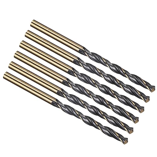 PATIKIL 4.2mm Drill Bit, Jobber Straight Shank 4341 High-Speed Steel 118째 Black and Gold Finish for Medium-Hard Metal Steel Acrylic - 6 Pack