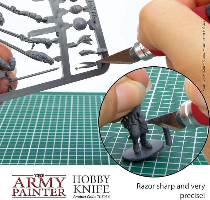 The Army Painter Hobby Knife - Stainless Steel Craft Knife with Soft Grip and 5 Extra Precision Blades - Craft Knife Set, Art Knife & Mouldline Remover for Metal and Plastic Miniatures