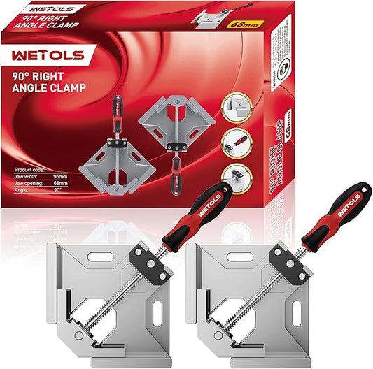 WETOLS Corner Clamp for Woodworking 2PCS 90 Degree Right Angle Clamp with Adjustable Aluminum Alloy Swing Jaw, Single Handle Clamps for Woodworking, Photo Framing, Gifts for Men Dad