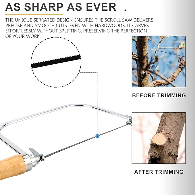 1 Set Woodworking Coping Saw for Woodworking, U-Shaped Mini Carving HandSaw with 4Pcs Replacement Blades