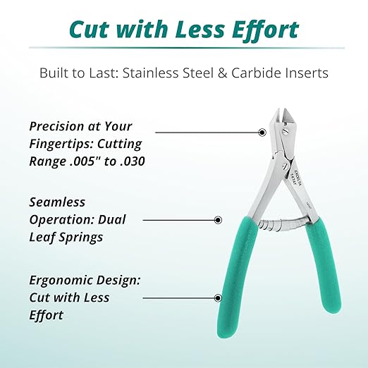 Excelta 147AT Stainless Steel Carbide Insert Compound Action Cutter, Taper Head, Cushioned Anti-Static Grip, 005-.030" Cutting Capacity, 6", Semi-Flush, Intermediate