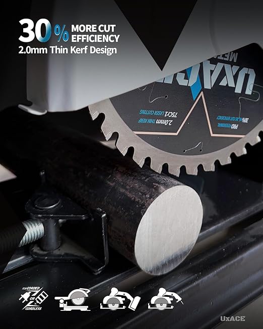8-Inch 42-Tooth Circular Saw Blade, 5/8-Inch Arbor, Ferrous Metal, Steel Cutting Blade, Carbide Tip, Thin Kerf, for Channel, EMT Conduit, Angle Iron, Threaded Rod, Flat Bar