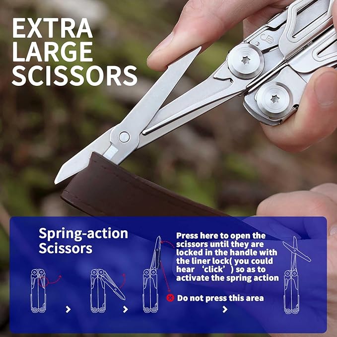 ROCKTOL Multitool, 29-in-1 Multitool Pliers with Replaceable Wire Cutters and Saw, Heavy-duty Stainless Steel Multi-tool Set and Nylon Sheath for Camping Survival multi tool for Man