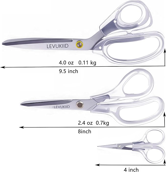 scissors all purpose, Titanium Coated Blades and Ergonomic Clear Handle, Clear scissors for Office Desk, Modern Design for Craft, Sewing, fabric,Office/Silver
