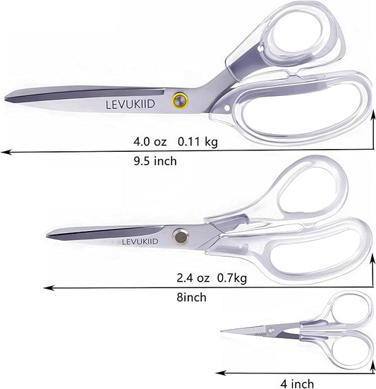 scissors all purpose, Titanium Coated Blades and Ergonomic Clear Handle, Clear scissors for Office Desk, Modern Design for Craft, Sewing, fabric,Office/Silver