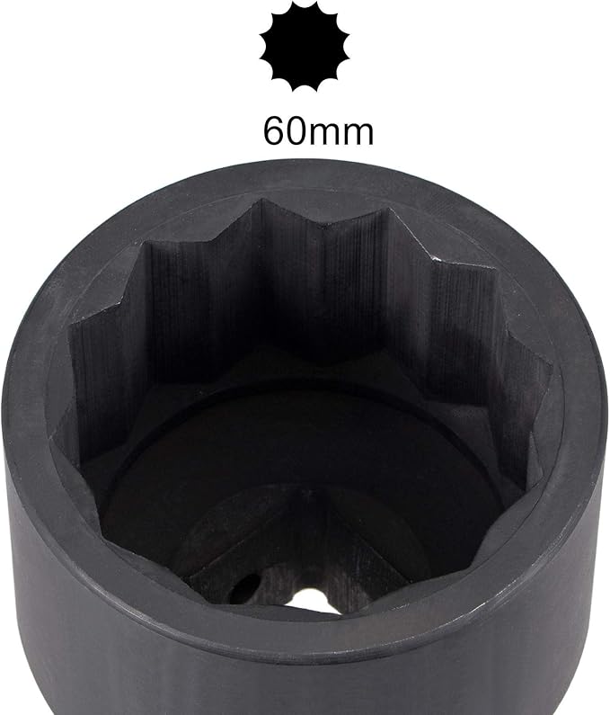 uxcell 1-Inch Drive 60mm 12-Point Impact Socket, CR-MO Steel 84mm Length, Standard Metric Sizes