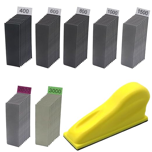 Micro Zip Detail Sander 70PCS Sandpaper-Grit 400 600 800 1000 1500 2000 3000, 3.5?쓝 1?쒶icro Sander Tool for Small Projects Wet Dry, Hook and Loop Detail Sander for Crafts and Woodworking