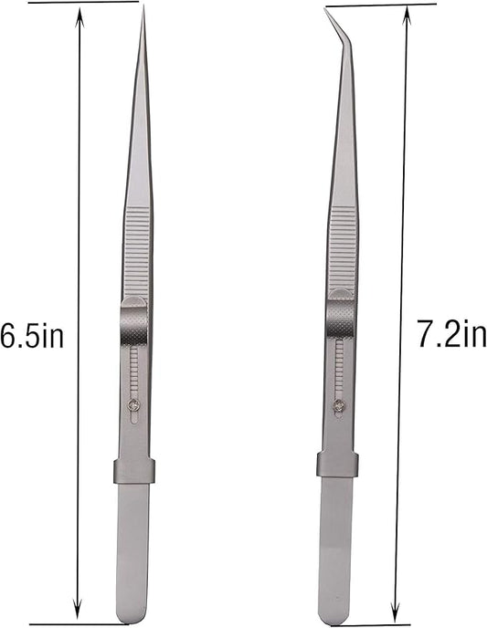 Tweezers, Precision Tweezers Set, Anti-Static Stainless Steel Curved of Tweezers, for Electronics, Laboratory Work, Jewelry-Making, Craft, Soldering, Etc（2 PCS）