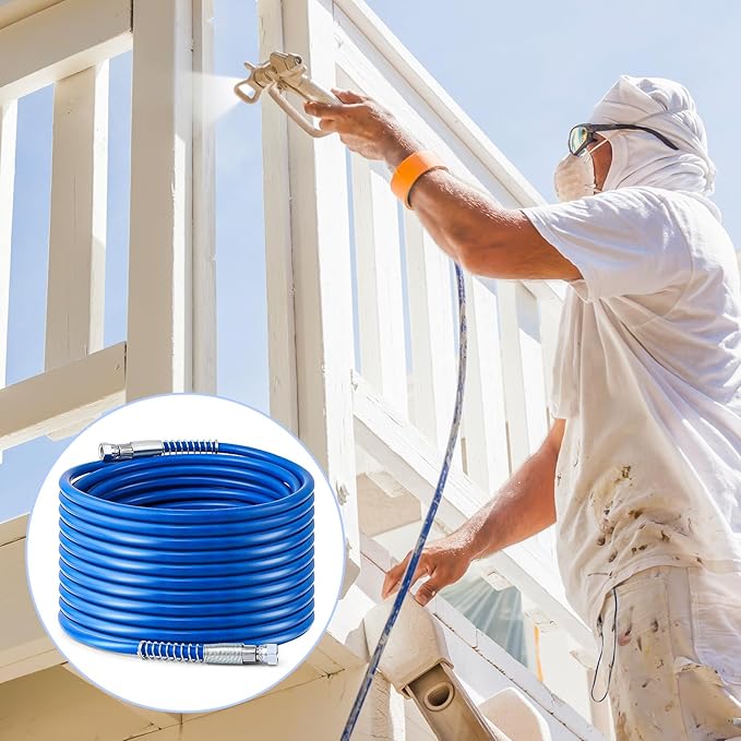 66Ft x 1/4" Airless Paint Sprayer Hose, 8500PSI High Pressure Airless Paint Spray Hose with 5Ft Whip Hose & 1/4" Hose Connector & Sprayer Swivel Joint for Airless Spraying Machine
