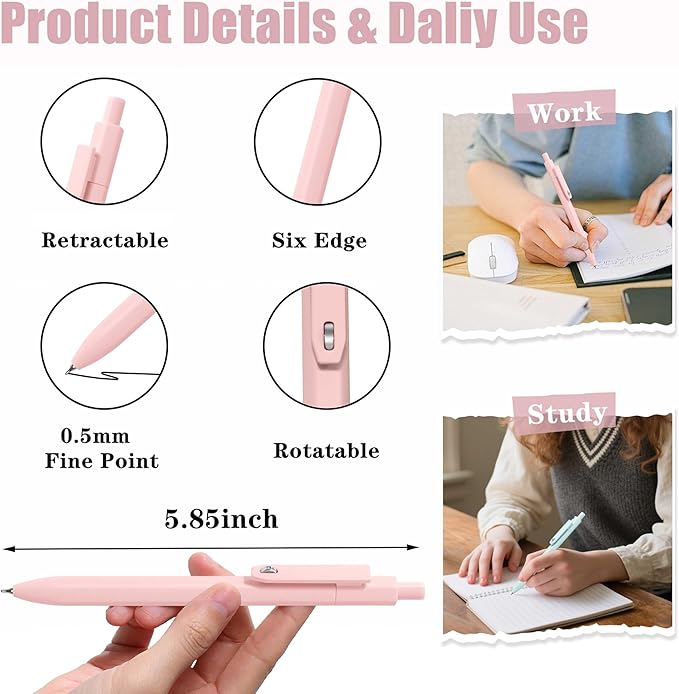 Vitoler Gel Pens, 8 Pack Cute Morandi Colored Pens, 0.5mm Smooth Writing Pens for Women/Nurses, Journaling Supplies