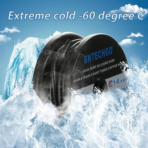 BNTECHGO 14 Gauge Silicone Wire Spool 50 ft Black Flexible 14 AWG Stranded Tinned Copper Wire