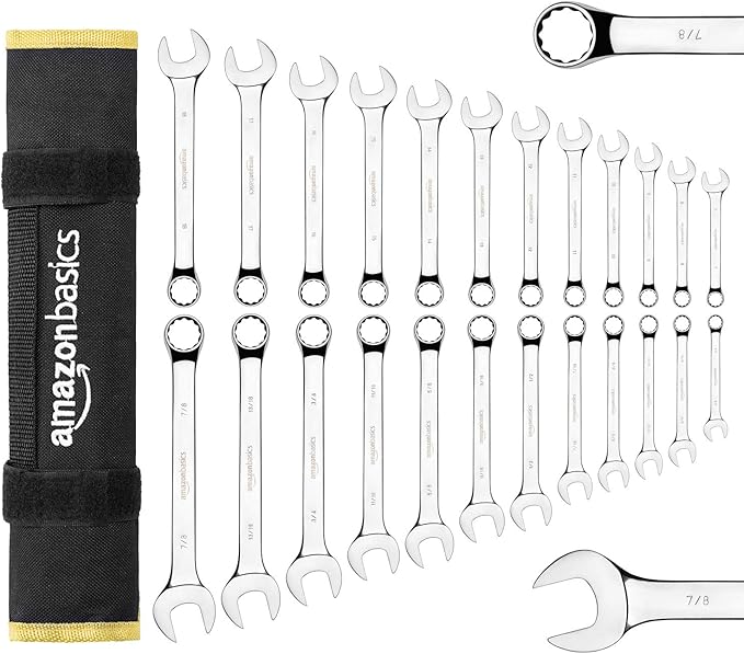 Amazon Basics Combination Metric and SAE Wrench Sets, Set of 24