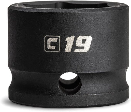 Capri Tools 19 mm Stubby Impact Socket, 3/8 in. Drive, 6 Point, Metric