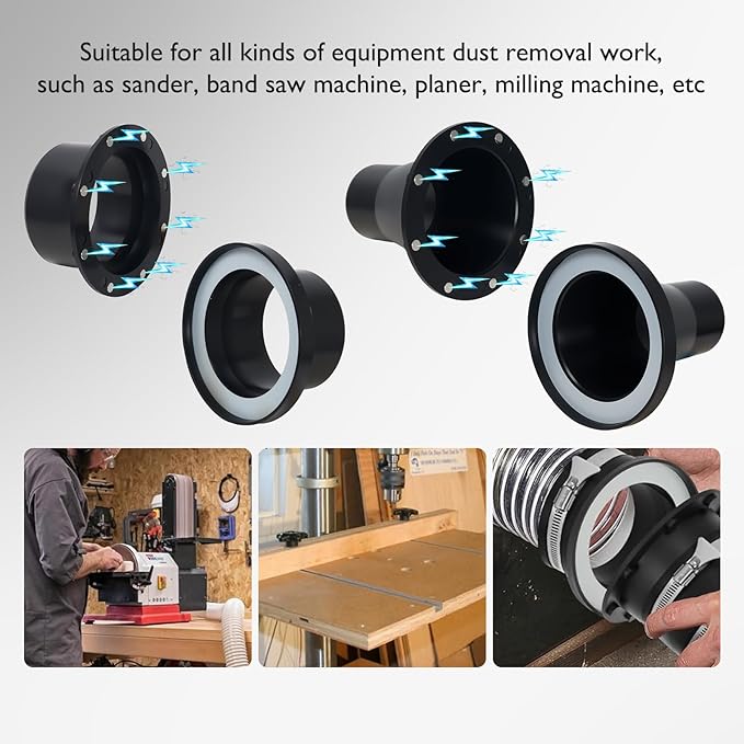 Magnetic Dust Collection Fittings Magnetic Dust Collector Vacuums System 4" and 2.5" Quick Connect Kit for Woodworking Tools (14)