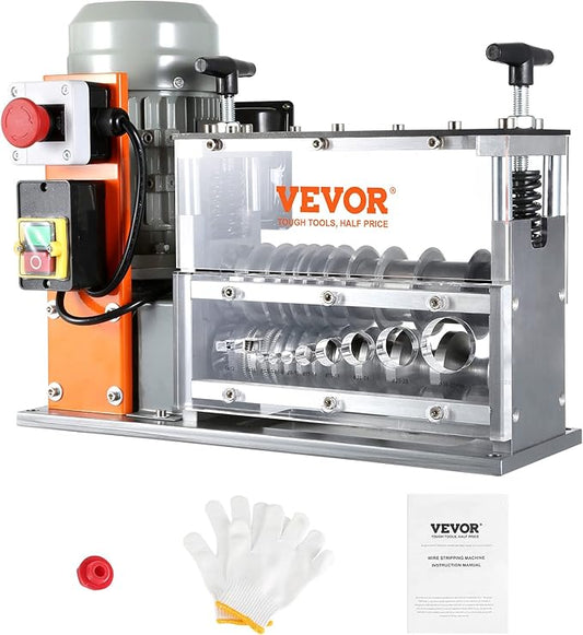 VEVOR Electric Wire Stripping Machine, 0.06''-1.57'' Automatic Wire Stripper Machine, 750 W, 98 ft/min Wire Stripper with Visible Stripping Depth Reference, 10 Channels Electric Wire Strip Machine