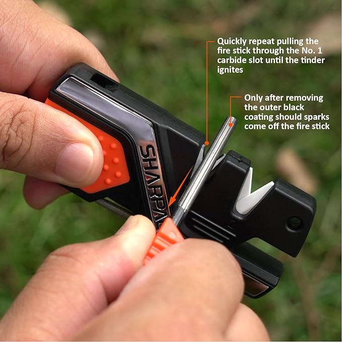 SHARPAL 101N 6-in-1 Pocket Knife Sharpener & Survival Tool ??Diamond Sharpening Rod, Fire Starter Ferro Rod, Whistle ??Sharpens Straight & Serrated Blades, Repairs & Hones Knives